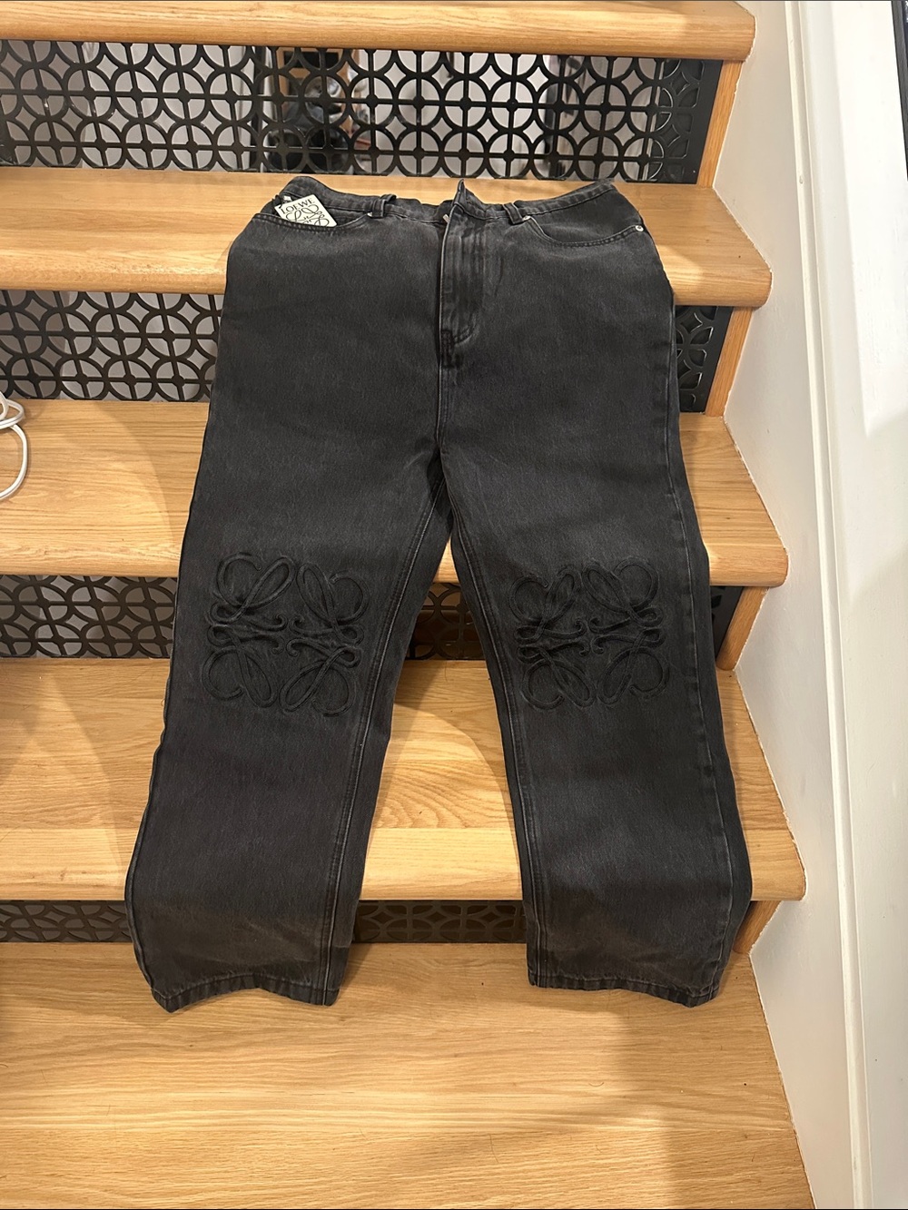 Anagram Like Baggy ankle Jeans with Knee Embroidery